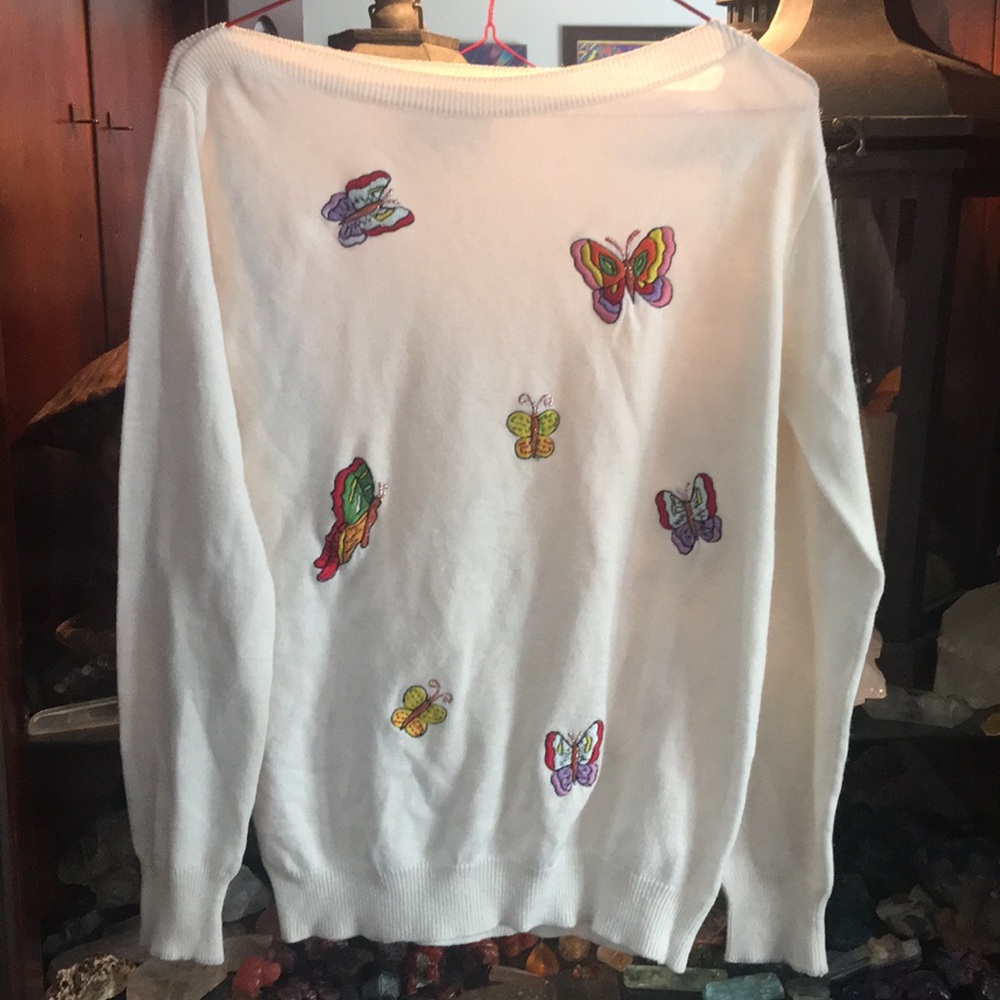 Vintage 50’s embroidered butterfly sweater